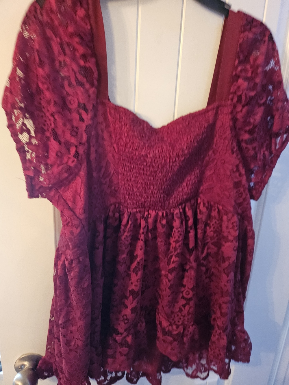 torrid deep red floral lace peplum blouse - Picture 3 of 3